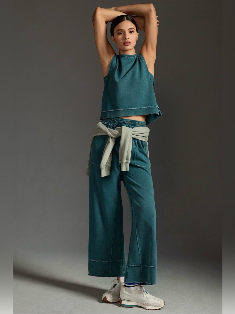 NWT Daily Practice by Anthropologie Muscle Tee & Wide Leg Set XL Turquoise
